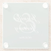 Modern Sage Green Elegant White Script Wedding Glazen Onderzetter (Achterkant)