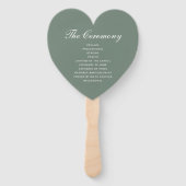 Modern Sage Green Elegant White Script Wedding Handwaaier (Achterkant)