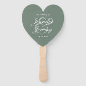 Modern Sage Green Elegant White Script Wedding Handwaaier (Voorkant)