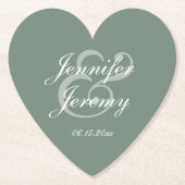 Modern Sage Green Elegant White Script Wedding Kartonnen Onderzetters (Voorkant)