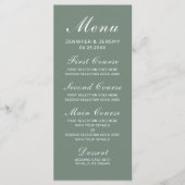 Modern Sage Green Elegant White Script Wedding Menu (Voorkant)