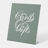 Modern Sage Green Elegant White Script Wedding Reclamebord Met Voetstuk (Voorkant)