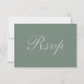 Modern Sage Green Elegant White Script Wedding RSVP Kaartje (Achterkant)