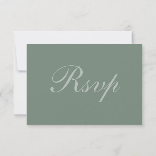 Modern Sage Green Elegant White Script Wedding RSVP Kaartje (Achterkant)