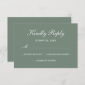 Modern Sage Green Elegant White Script Wedding RSVP Kaartje (Voorkant / Achterkant)