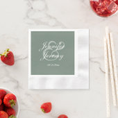 Modern Sage Green Elegant White Script Wedding Servet (Insitu)