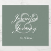 Modern Sage Green Elegant White Script Wedding Sparkling Wijnetiket (Enkel label)