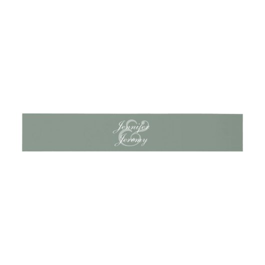 Modern Sage Green Elegant White Script Wedding Uitnodigingen Wikkel (Vlak)