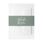 Modern Sage Green Elegant White Script Wedding Uitnodigingen Wikkel (Voorkant Voorbeeld)