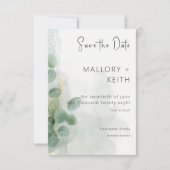 Modern Sage Green Eucalyptus & Gold Wedding Save The Date (Voorkant)