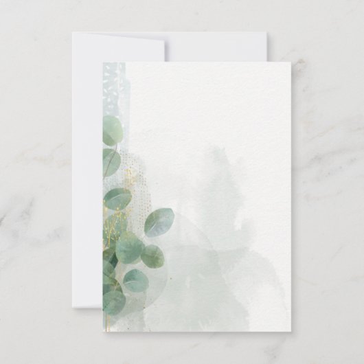 Modern Sage Green Eucalyptus & Gold Wedding Save The Date (Achterkant)