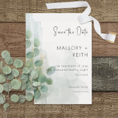 Modern Sage Green Eucalyptus & Gold Wedding Save The Date