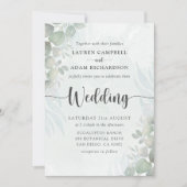 Modern Sage Green Eucalyptus Wedding Invitation Kaart (Voorkant)