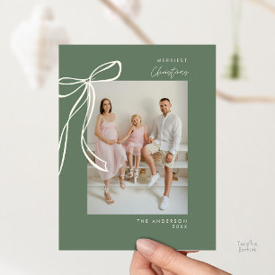 Modern Sage Green Family Foto Kerstgroet Briefkaart
