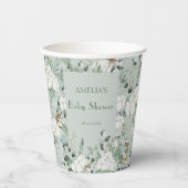 Modern Sage Green Floral Baby shower Papieren Bekers (Voorkant)