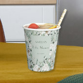 Modern Sage Green Floral Baby shower Papieren Bekers