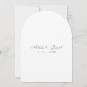 Modern Sage Green Floral Botanical Arched Wedding Kaart (Achterkant)