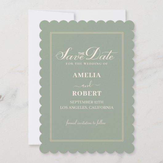 Modern sage green floral fall wedding  save the date (Voorkant)