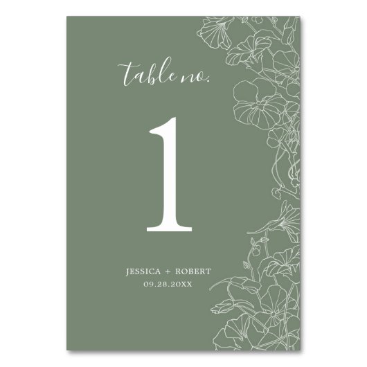 Modern Sage Green Floral Wedding Kaart (Voorkant)