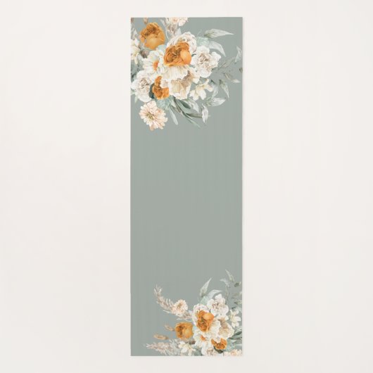 Modern Sage Green Floral Yoga Mat (Achterkant)