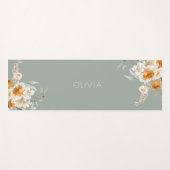 Modern Sage Green Floral Yoga Mat (Voorkant (horizontaal))