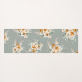 Modern Sage Green Floral Yogamat (Achterkant (horizontaal))
