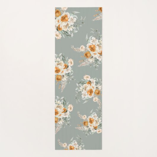Modern Sage Green Floral Yogamat (Achterkant)
