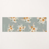 Modern Sage Green Floral Yogamat (Voorkant (horizontaal))