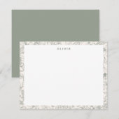 Modern Sage Green Flowers Herbs Boho Pattern Notitiekaartje (Voorkant / Achterkant)