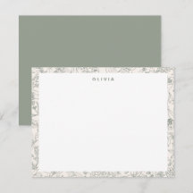 Modern Sage Green Flowers Herbs Boho Pattern