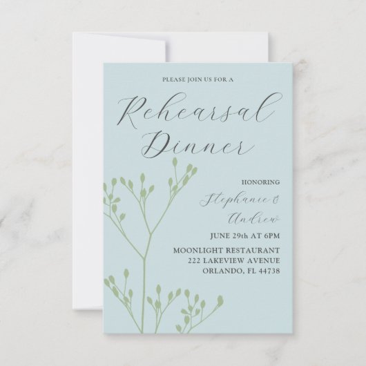 Modern Sage Green Foliage Rehearsal Dinner Kaart (Voorkant)
