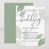 Modern Sage Green Foliage Wedding Kaart (Voorkant / Achterkant)