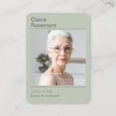 Modern Sage Green Funeral Psalm 23 Prayer Card Visitekaartje (Voorkant)