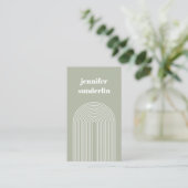 Modern Sage Green Geometric Arch Visitekaartje (Staand voorkant)