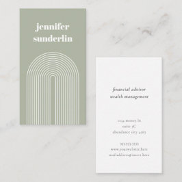 Modern Sage Green Geometric Arch Visitekaartje