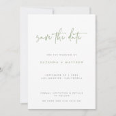 Modern Sage Green Geometric Pattern Script Weddens Save The Date (Voorkant)