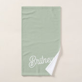 Modern Sage Green gepersonaliseerd monogram en naa Bad Handdoek (Handdoek)