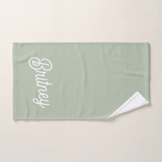 Modern Sage Green gepersonaliseerd monogram en naa Bad Handdoek (Handdoek)