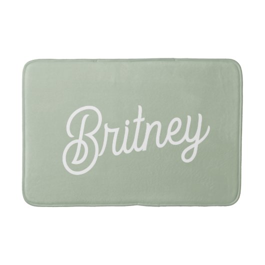Modern Sage Green gepersonaliseerd monogram en naa Badmat (Voorkant)