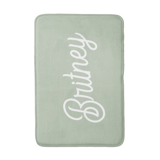 Modern Sage Green gepersonaliseerd monogram en naa Badmat (Voorkant Verticaal)