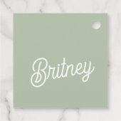 Modern Sage Green gepersonaliseerd monogram en naa Bedankjes Labels (Achterkant)