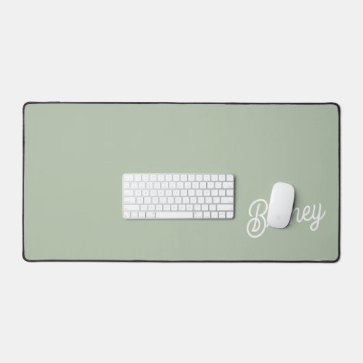 Modern Sage Green gepersonaliseerd monogram en naa Bureaumat (Keyboard & Muis)