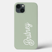 Modern Sage Green gepersonaliseerd monogram en naa Case-Mate iPhone Case (Achterkant)
