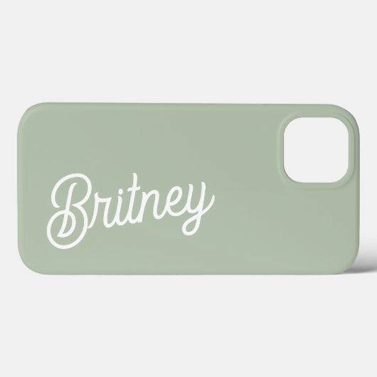 Modern Sage Green gepersonaliseerd monogram en naa Case-Mate iPhone Case (Achterkant (horizontaal))