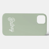 Modern Sage Green gepersonaliseerd monogram en naa Case-Mate iPhone Case (Achterkant (horizontaal))