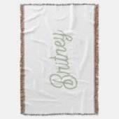 Modern Sage Green gepersonaliseerd monogram en naa Deken (Voorkant Verticaal)