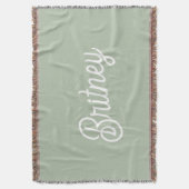 Modern Sage Green gepersonaliseerd monogram en naa Deken (Voorkant Verticaal)