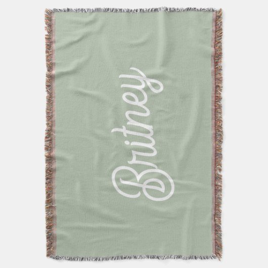 Modern Sage Green gepersonaliseerd monogram en naa Deken (Voorkant Verticaal)