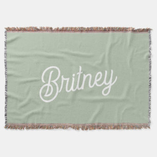 Modern Sage Green gepersonaliseerd monogram en naa Deken