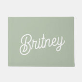 Modern Sage Green gepersonaliseerd monogram en naa Deurmat (Voorkant)